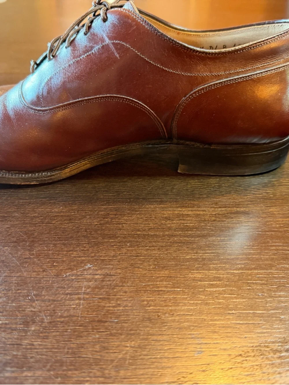 Vintage Johnston & Murphy Oxblood Plain Toe Derby Shoes 11.5 D Old Money
